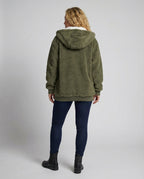 Women's Hooded Sherpa Jacket Full Zip with Drawstrings 13
