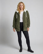 Women's Hooded Sherpa Jacket Full Zip with Drawstrings 11