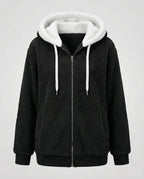 Women's Hooded Sherpa Jacket Full Zip with Drawstrings 2