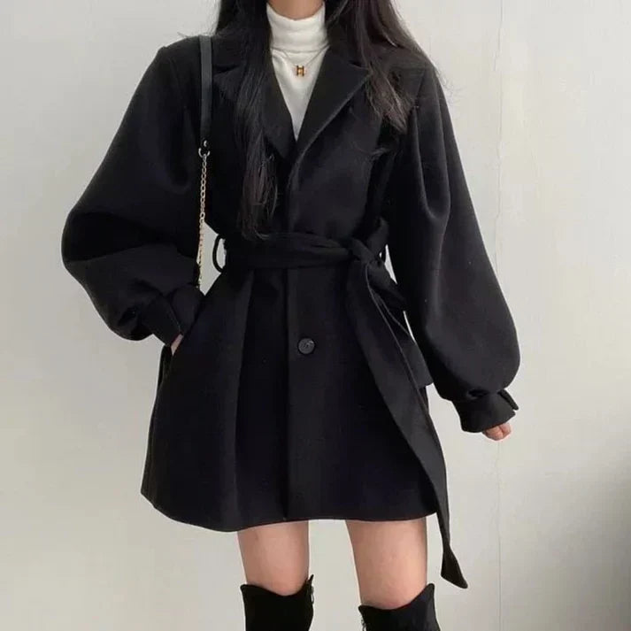 Women's Double-Breasted Wrap Coat with Tie Belt 1