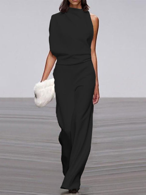 Arielle | Elegant Sleeveless Draped Wide-Leg Jumpsuit 1