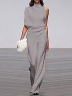 Arielle | Elegant Sleeveless Draped Wide-Leg Jumpsuit 2