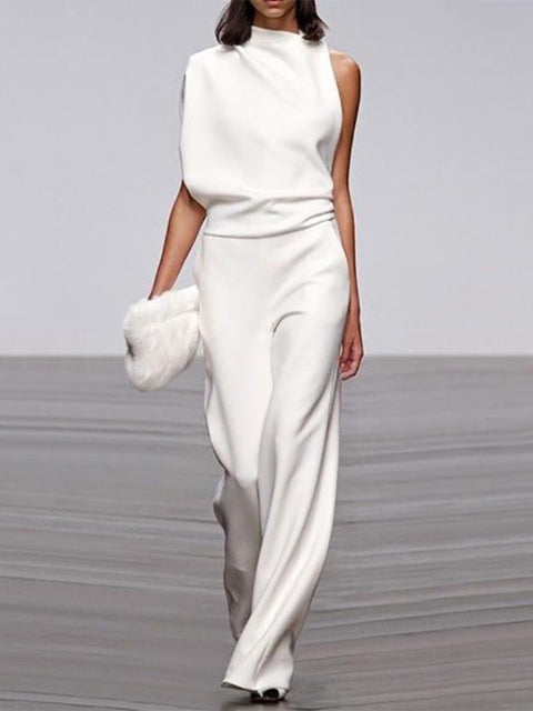 Arielle | Elegant Sleeveless Draped Wide-Leg Jumpsuit 8