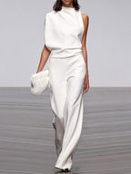 Maisy | Elegant Sleeveless Draped Wide-Leg Jumpsuit 8