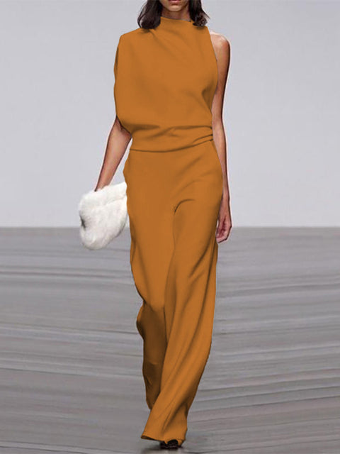 Arielle | Elegant Sleeveless Draped Wide-Leg Jumpsuit 9