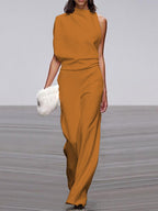 Maisy | Elegant Sleeveless Draped Wide-Leg Jumpsuit 9