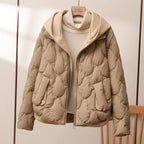 Women's Quilted Puffer Jacket with Hood and Zip Front 3