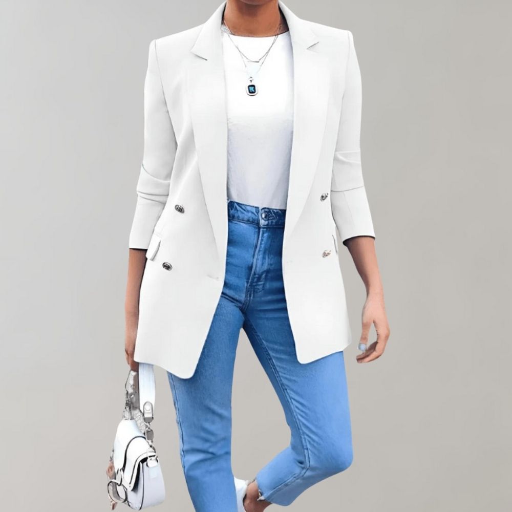 Women's Double-Breasted Blazer with Notch Lapel 1