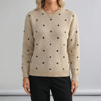 Women's Polka Dot Crewneck Sweater Long Sleeve Relaxed 6