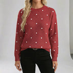 Women's Polka Dot Crewneck Sweater Long Sleeve Relaxed 3