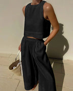 Sabina | Casual Sleeveless Capri Pants Set 4