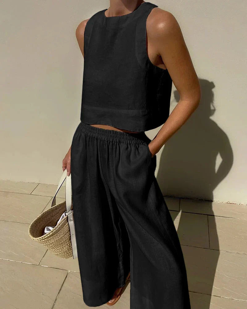 Sabina | Casual Sleeveless Capri Pants Set 4