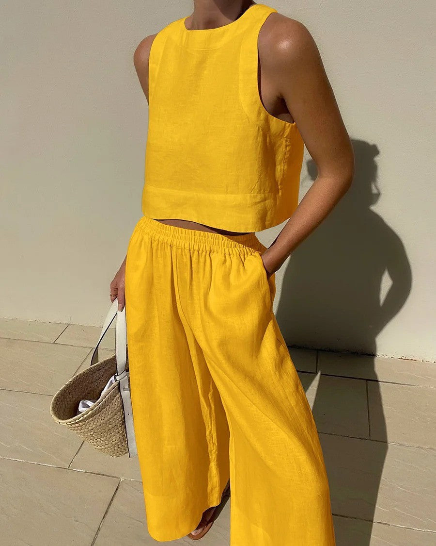 Sabina | Casual Sleeveless Capri Pants Set 5