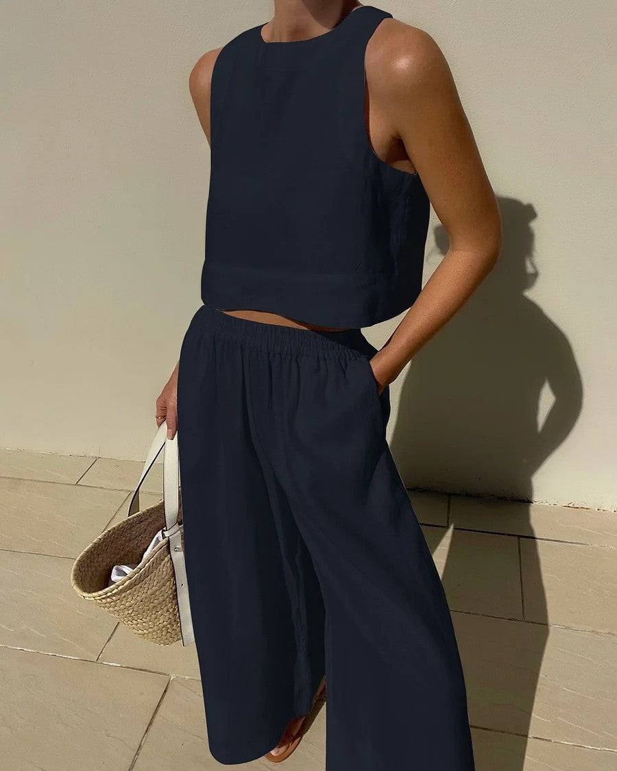 Sabina | Casual Sleeveless Capri Pants Set 7