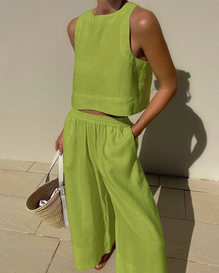 Sabina | Casual Sleeveless Capri Pants Set 8