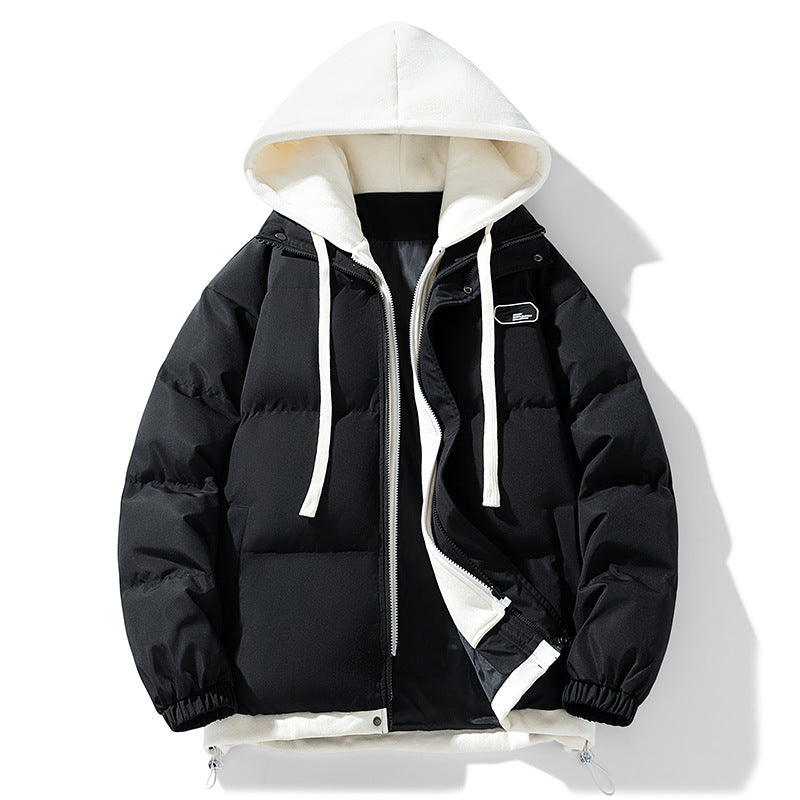 Men's Quilted Puffer Jacket with Hood and Elastic Cuffs 2