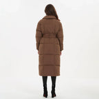 Women's Quilted Puffer Coat with Tie Belt Mid-Length 9