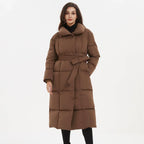 Women's Quilted Puffer Coat with Tie Belt Mid-Length 5