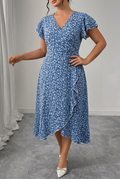 Maribel | Elegant Floral Ruffle Wrap Dress 1