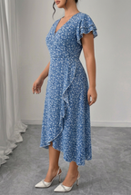 Maribel | Elegant Floral Ruffle Wrap Dress 4
