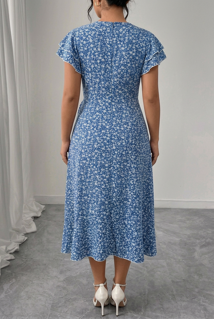 Maribel | Elegant Floral Ruffle Wrap Dress 3