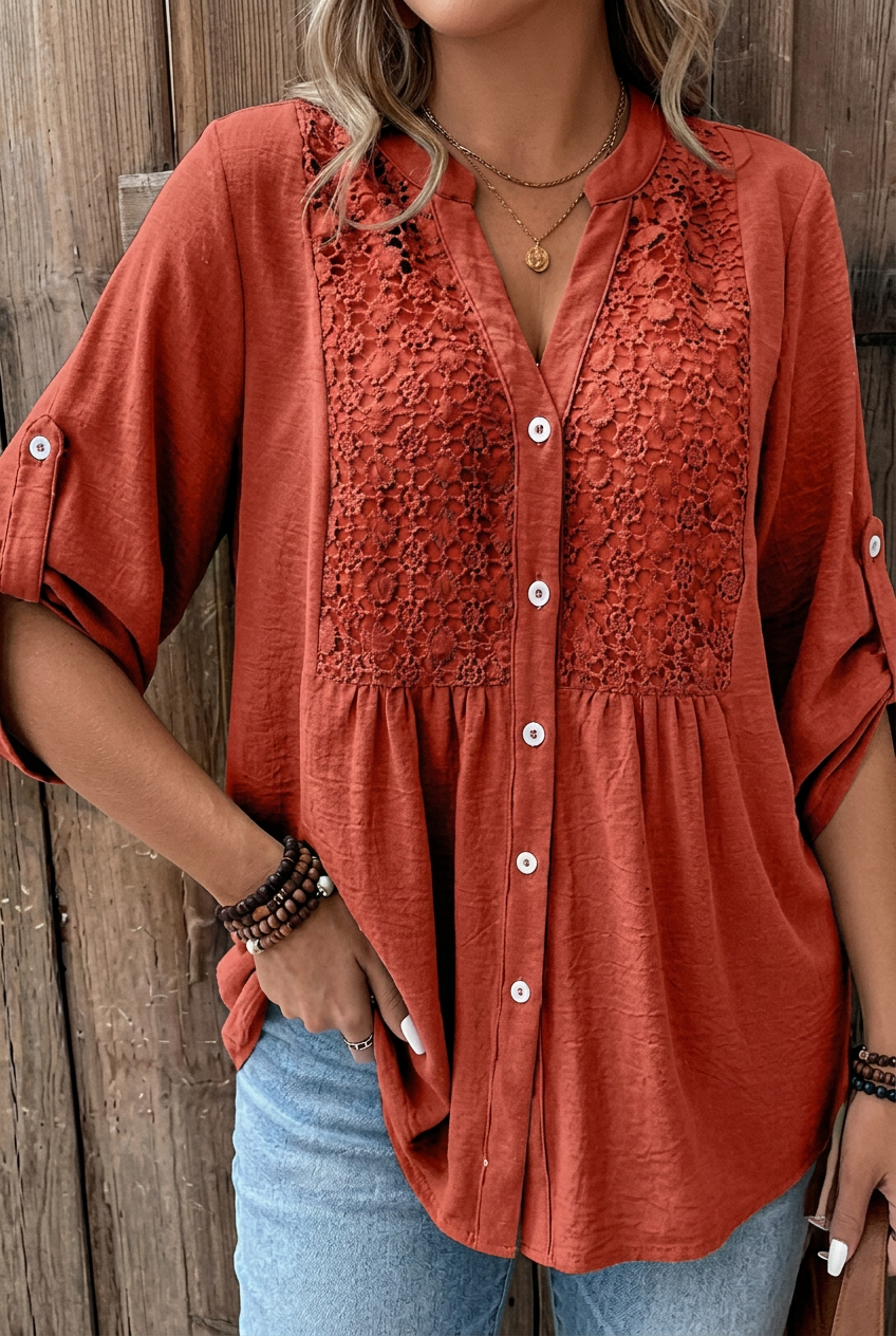 Marnie | Elegant Wide Sleeve V-Neck Blouse 4