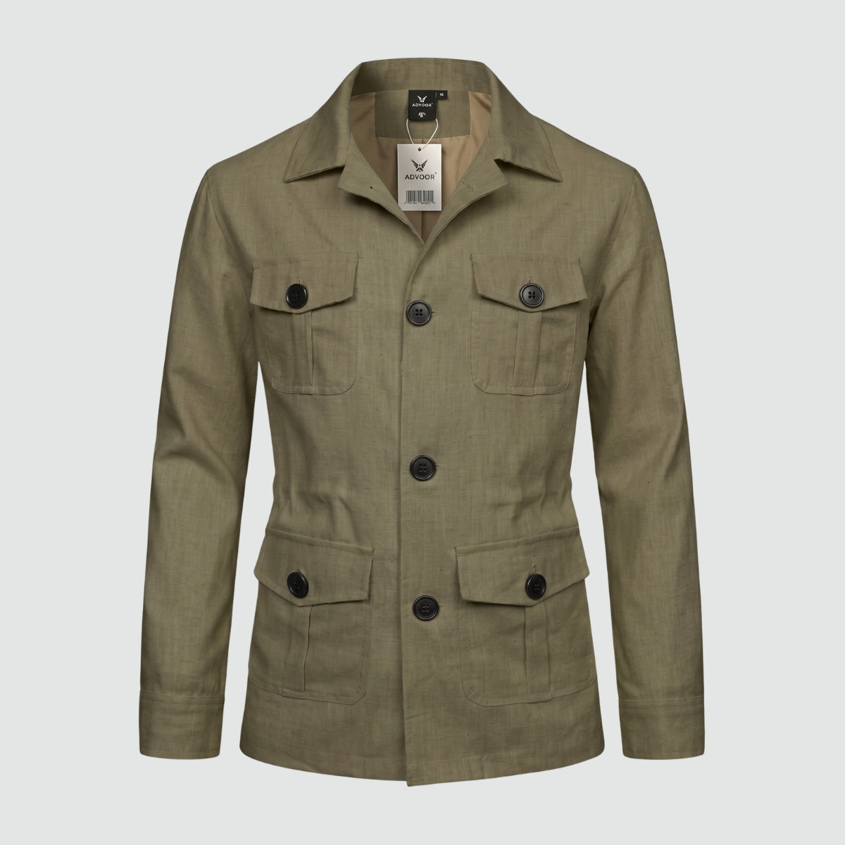 Men's Safari Jacket with Four Flap Pockets and Button Front 1
