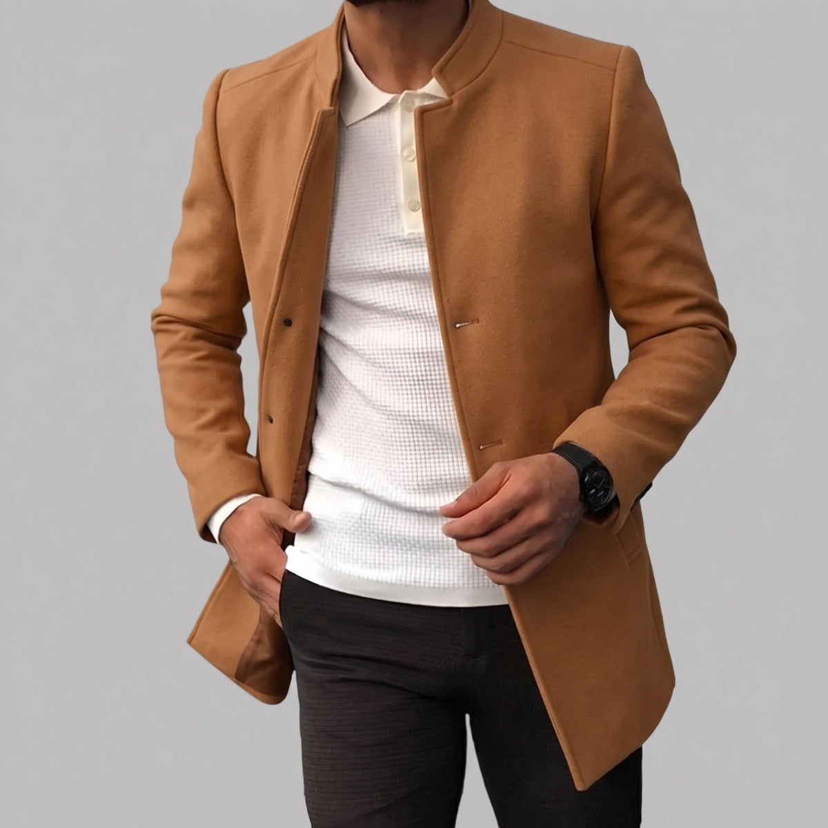 Men's Single-Breasted Blazer with Notched Lapel 1