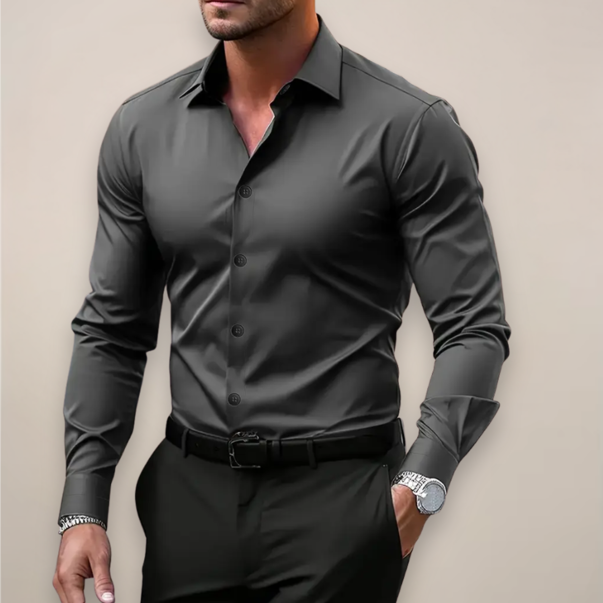 Nathan | Stylish Tailored Long Sleeve Shirt 1