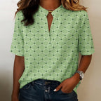 Mila | Geometric Print Henley Blouse 3