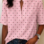 Mila | Geometric Print Henley Blouse 2