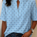 Mila | Geometric Print Henley Blouse 1