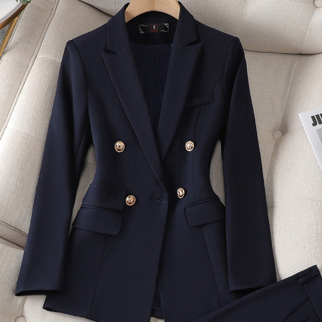 Women's Tailored Blazer and Pants Set Notch Collar 3