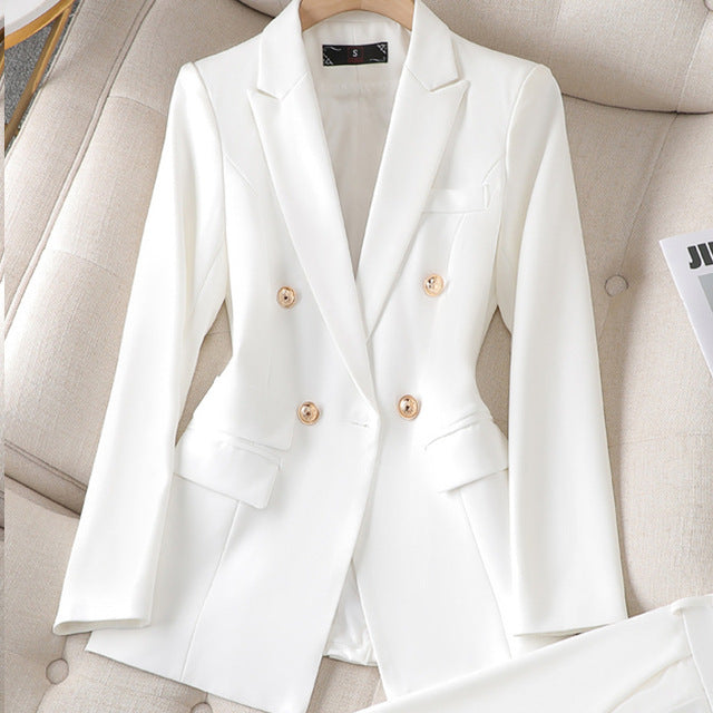 Women's Tailored Blazer and Pants Set Notch Collar 1