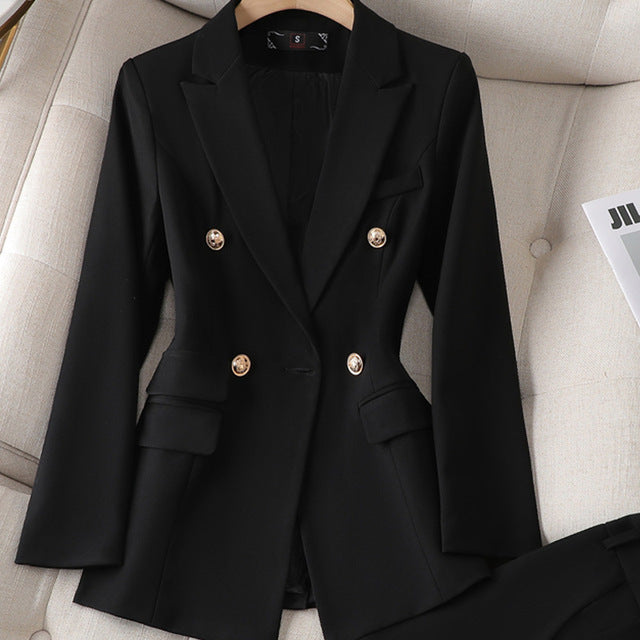 Women's Tailored Blazer and Pants Set Notch Collar 2
