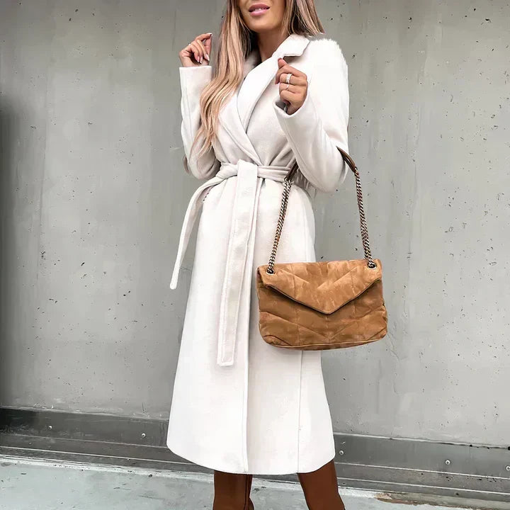 Women's Belted Trench Coat with Wide Collar 2