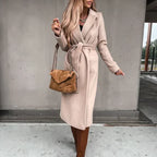 Women's Belted Trench Coat with Wide Collar 3
