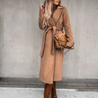 Women's Belted Trench Coat with Wide Collar 4
