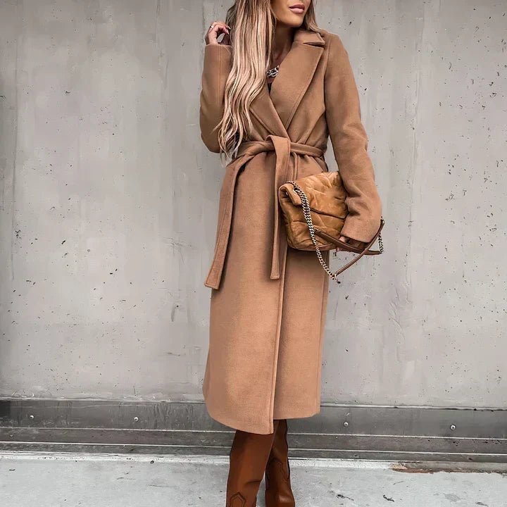 Women's Belted Trench Coat with Wide Collar 4
