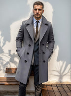 Men's Double-Breasted Trench Coat Notch Collar 1