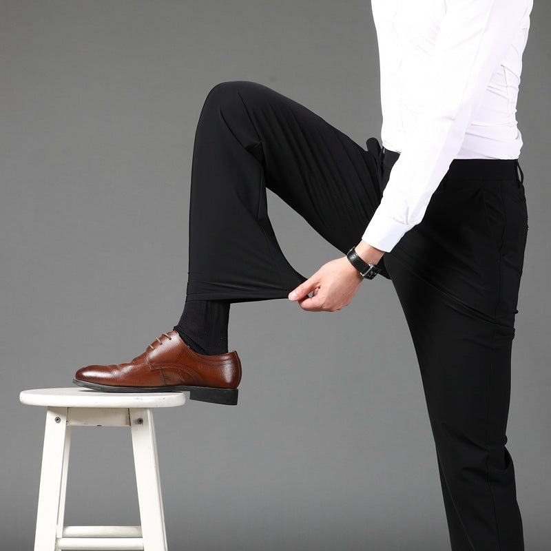 Men's Stretch-Waist Chino Pants Slim Fit for Work 2