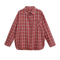 Women's Plaid Flannel Shirt Button-Front with Chest Pocket 1