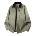 Men's Oversized Harrington Jacket Cord Collar Snap Front 7