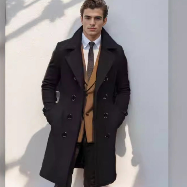 Men's Double-Breasted Trench Coat Notch Collar 2