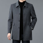 Men's Button-Front Overcoat with Notched Collar 3