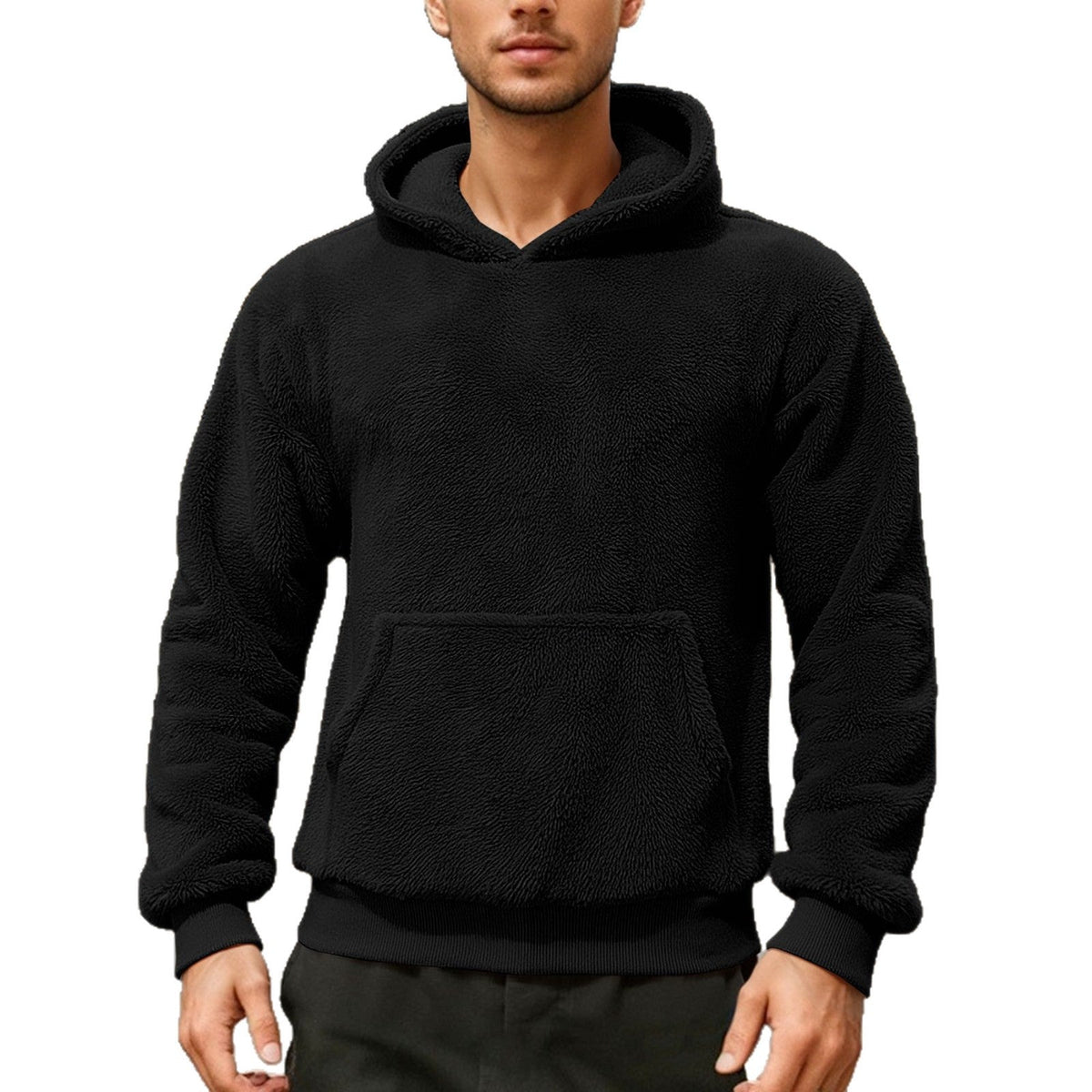 Men's Oversized Sherpa Fleece Hoodie Pullover 13