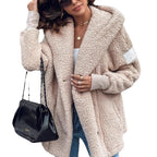 Women's Oversized Teddy Coat with Shawl Collar and Pockets 6