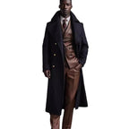 Men's Double-Breasted Long Overcoat Wide Collar 7