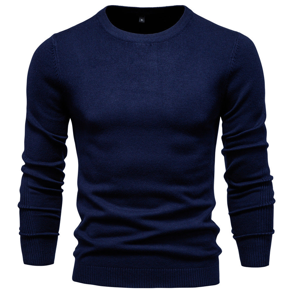 Men's Crew Neck Pullover with Ribbed Cuffs and Hem 2