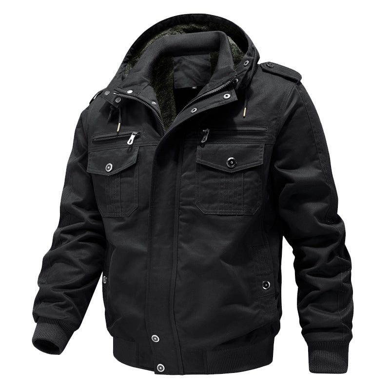 Men's Hooded Field Jacket with Sherpa Lining and Cargo Pockets 3